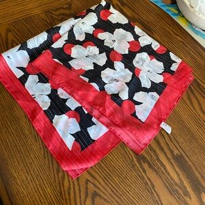 Vintage Italy Red Floral Scarf | Mod Poppy Graphic Print | Boho Chic